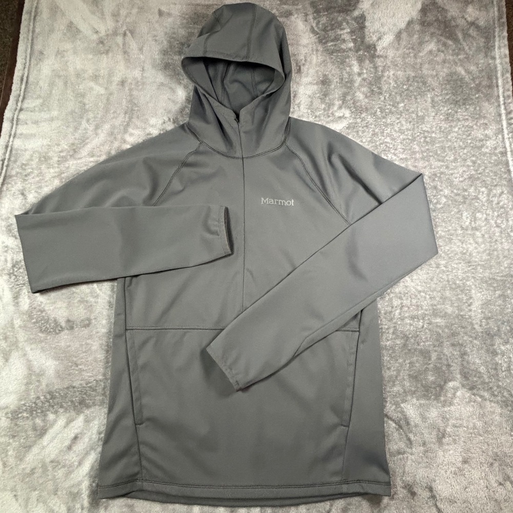 Marmot Womens Gray Half Zip Hooded Performance Pullover Sweatshirt Size S